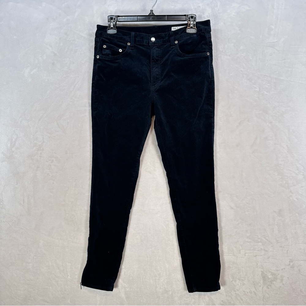 rag & bone Ame Velvet Skinny Jeans Womens 31 Dark Blue Velvet Zip Ankle Rock